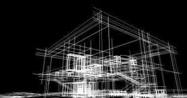 mimari çizimleri 3B illüstrasyon - illüstrasyon