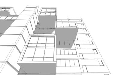 mimari çizimleri 3B illüstrasyon - illüstrasyon