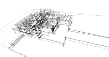 Ev kavramı kroki 3d çizim