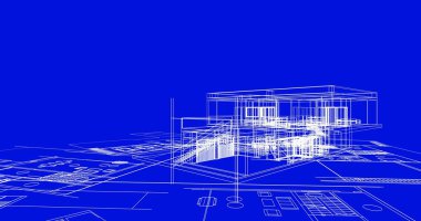 mimari çizimleri 3B illüstrasyon - illüstrasyon