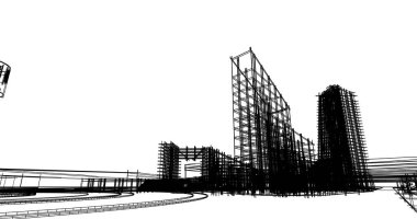 mimari çizimleri 3B illüstrasyon - illüstrasyon