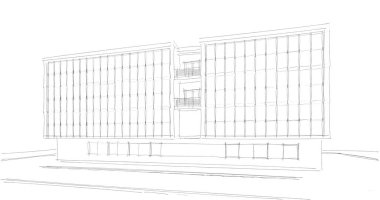 Binanın mimari 3d çizim çizim ev