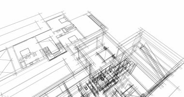 Ev kavramı kroki 3d çizim