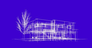 mimari çizimleri 3B illüstrasyon - illüstrasyon