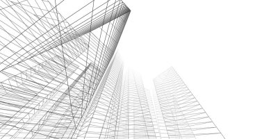 şehir mimarisi ve binalar 3D çizimi 