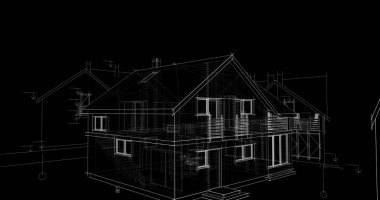 mimari çizimleri 3B illüstrasyon - illüstrasyon