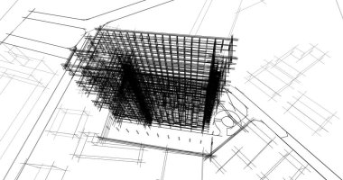 mimari çizimleri 3B illüstrasyon - illüstrasyon