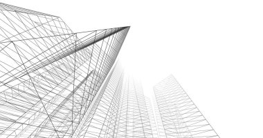 şehir mimarisi ve binalar 3D çizimi 