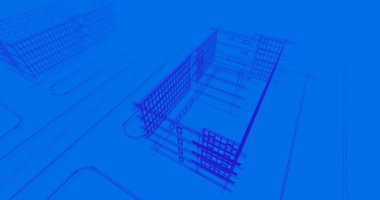 Binanın mimari 3d çizim çizim ev