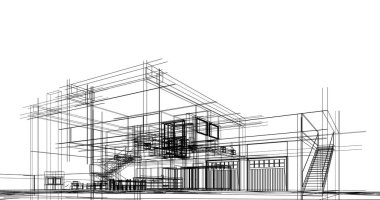 mimari çizimleri 3B illüstrasyon - illüstrasyon
