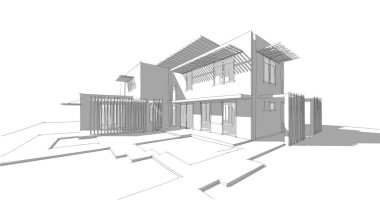 Ev kavramı kroki 3d çizim