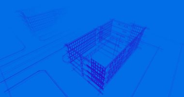 Binanın mimari 3d çizim çizim ev