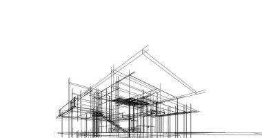Ev kavramı kroki 3d çizim
