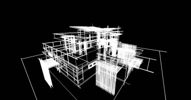 Ev kavramı kroki 3d çizim