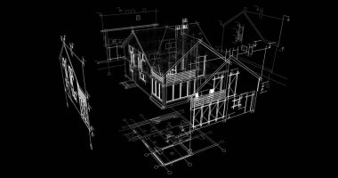 mimari çizimleri 3B illüstrasyon - illüstrasyon