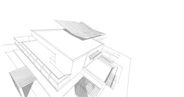 Ev kavramı kroki 3d çizim