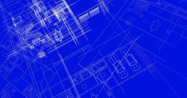 mimari çizimleri 3B illüstrasyon - illüstrasyon