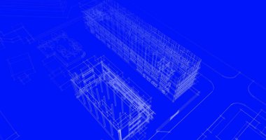 mimari çizimleri 3B illüstrasyon - illüstrasyon