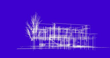 mimari çizimleri 3B illüstrasyon - illüstrasyon