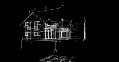 Binanın mimari 3d çizim çizim ev