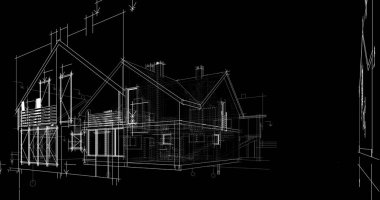 Binanın mimari 3d çizim çizim ev