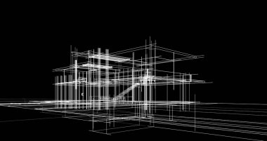 Ev kavramı kroki 3d çizim