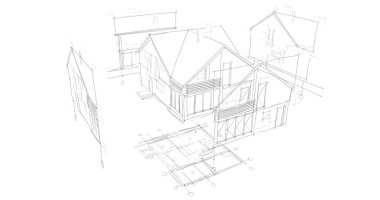 mimari çizimleri 3B illüstrasyon - illüstrasyon