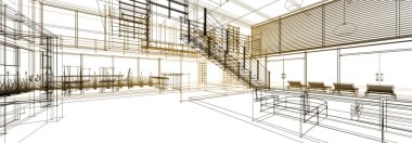 mimari çizimleri 3B illüstrasyon - illüstrasyon