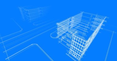 Binanın mimari 3d çizim çizim ev