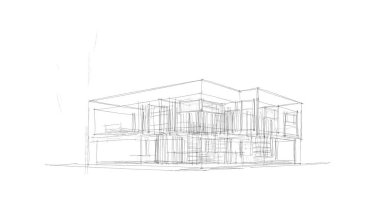 Binanın mimari 3d çizim çizim ev