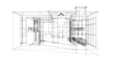 Arkaplanda mimari bina 3d illüstrasyon,