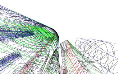 mimari çizimleri 3B illüstrasyon - illüstrasyon