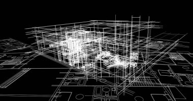 mimari çizimleri 3B illüstrasyon - illüstrasyon