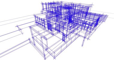 Ev kavramı kroki 3d çizim