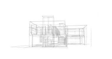 Binanın mimari 3d çizim çizim ev