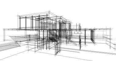 Ev kavramı kroki 3d çizim