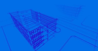 Binanın mimari 3d çizim çizim ev