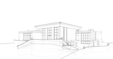 Arkaplanda mimari bina 3d illüstrasyon,