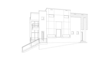 Arkaplanda mimari bina 3d illüstrasyon,