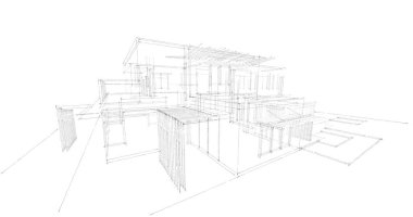 Ev kavramı kroki 3d çizim