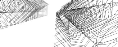 mimari çizimleri 3B illüstrasyon - illüstrasyon