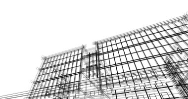 Binanın mimari 3d çizim çizim ev