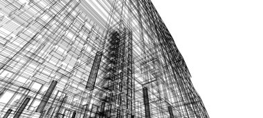 mimari çizimleri 3B illüstrasyon - illüstrasyon