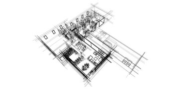 Ev kavramı kroki 3d çizim