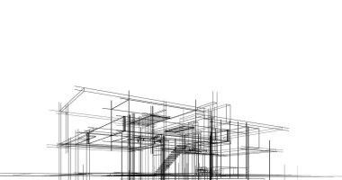 Ev kavramı kroki 3d çizim