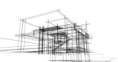 Ev kavramı kroki 3d çizim