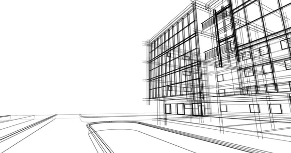 Huis Gebouw Architecturale Tekening Illustratie — Stockfoto