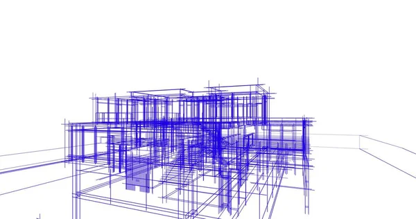 房子概念剪影3D — 图库照片