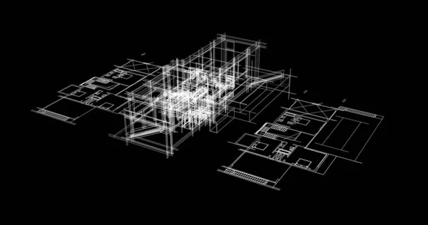 房子概念剪影3D — 图库照片