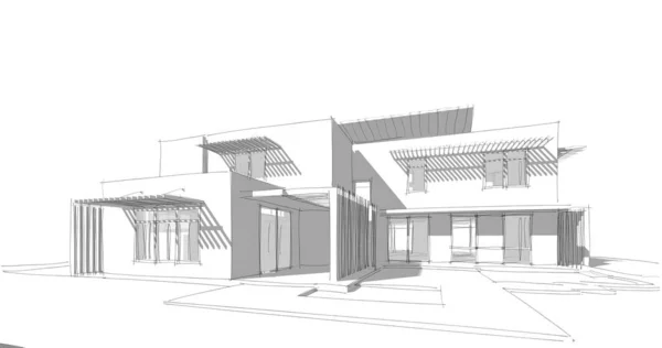 房子概念剪影3D — 图库照片